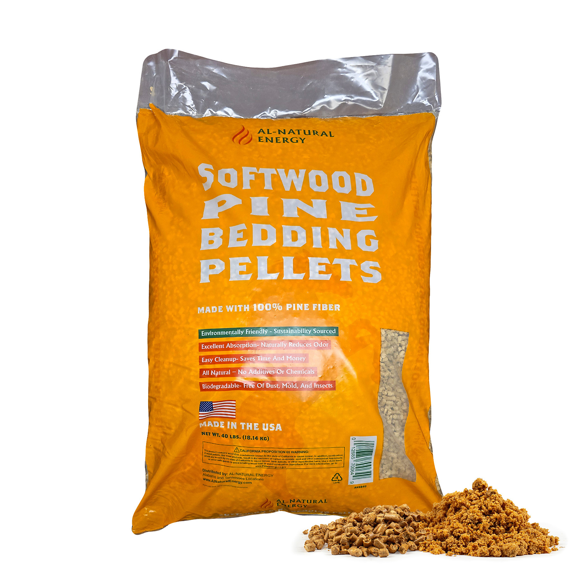 AL-Natural  Softwood Bedding Pellets 40 lb, Model#  ANSB40